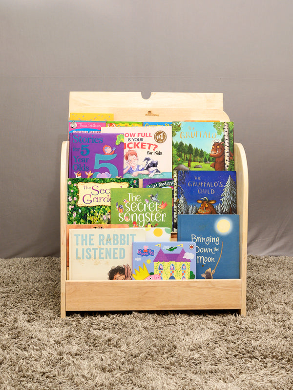Awwlie's book shelf | Compact Wooden Bookshelf with Pull-Out Reading Bench