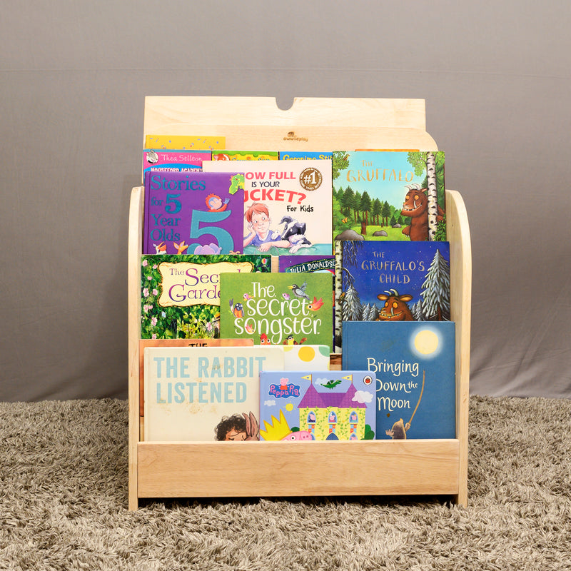 Awwlie's book shelf | Compact Wooden Bookshelf with Pull-Out Reading Bench