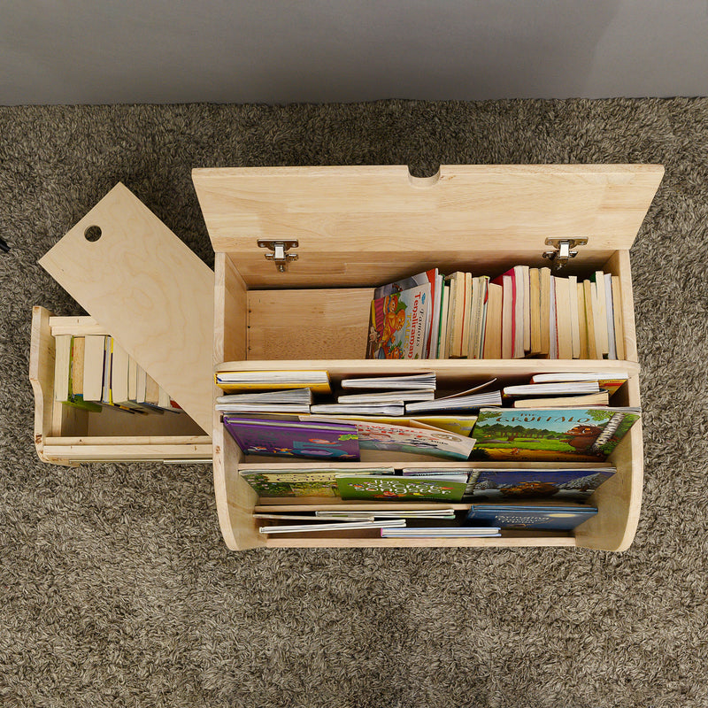 Awwlie's book shelf | Compact Wooden Bookshelf with Pull-Out Reading Bench