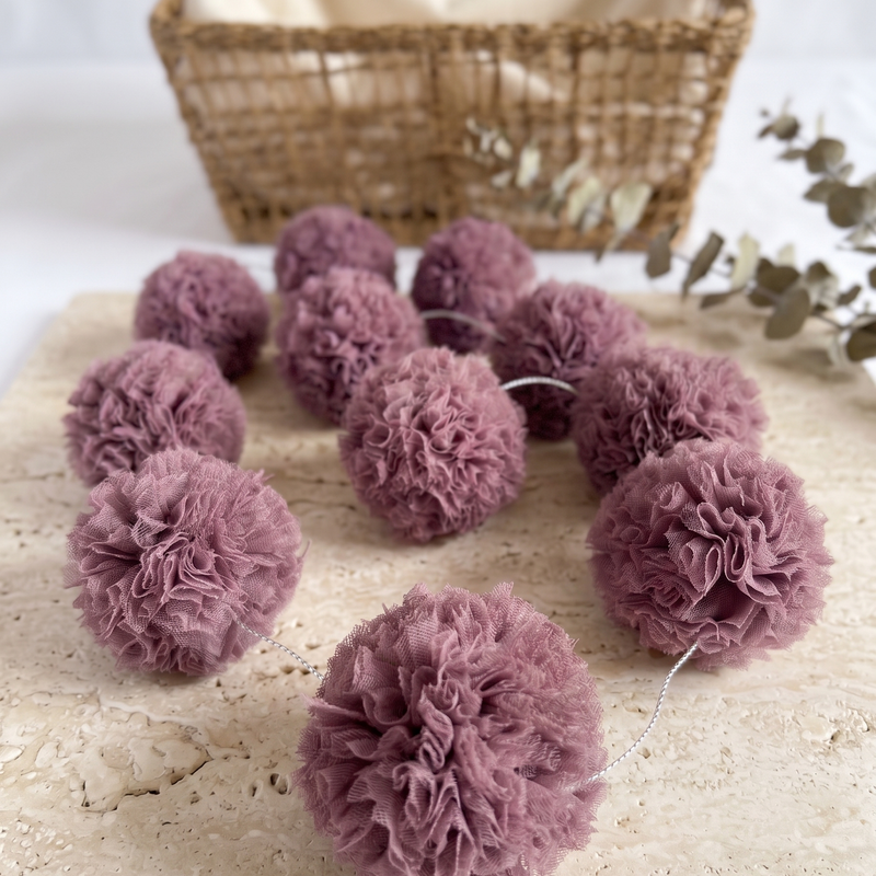 Awwlie's Pompom bunting - Mauve