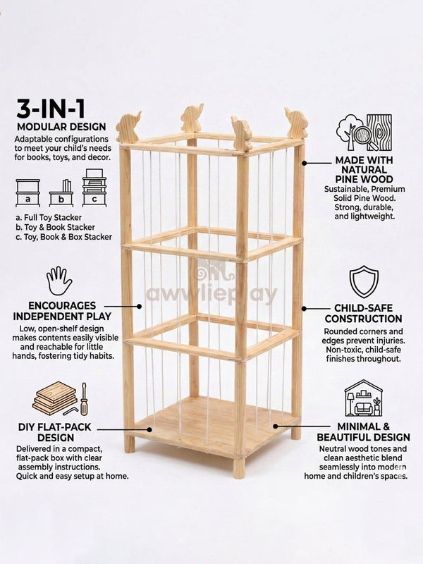 Awwlie's Stack and Store - 3 level Plush Toy storage