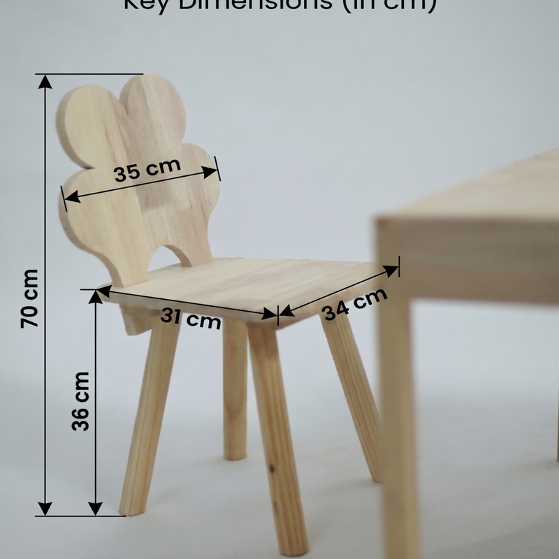 Kids Wooden Activity Table and Chair Set with Built-in Storage | Natural Wood Toddler Desk | Art & Play Station for Children