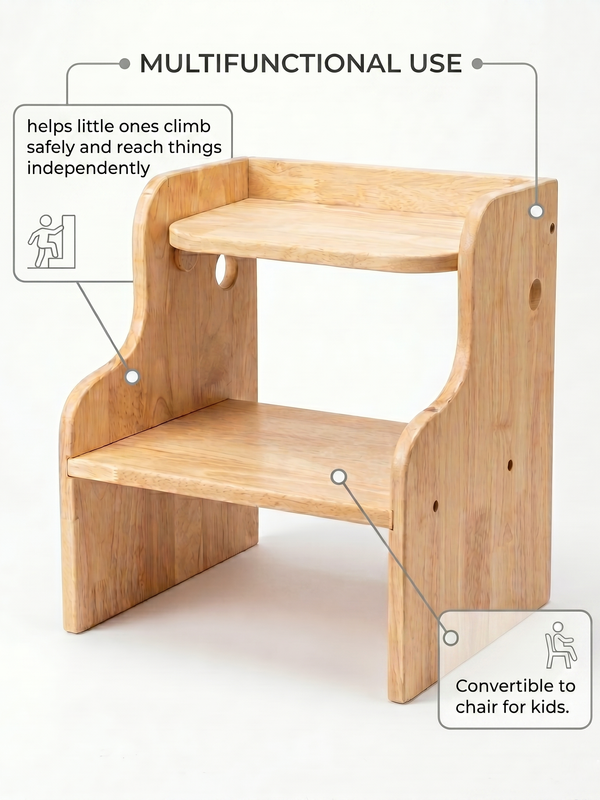 Awwlie's 2-in-1 Wooden Step Stool & Toddler Chair