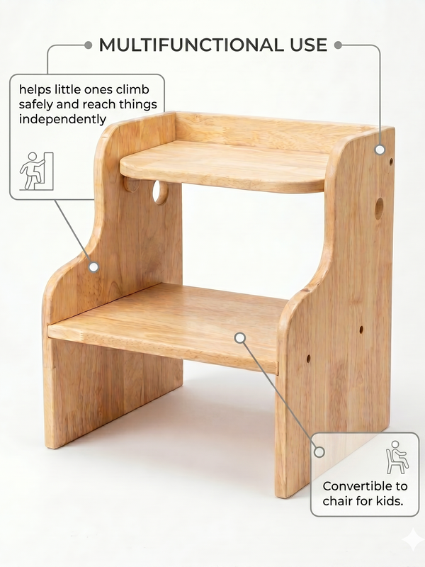 Awwlie's 2-in-1 Wooden Step Stool & Toddler Chair