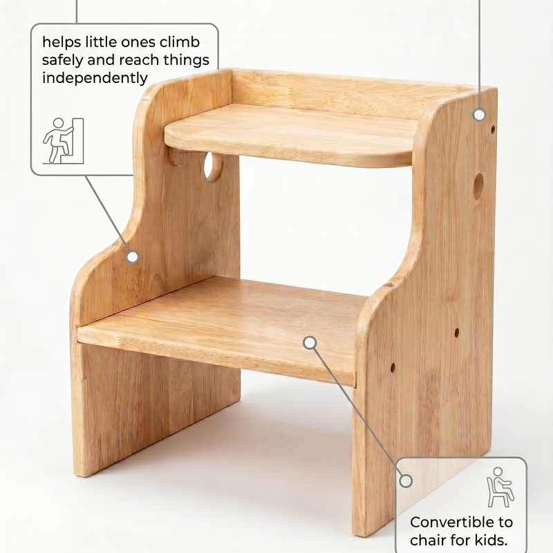 Awwlie's 2-in-1 Wooden Step Stool & Toddler Chair