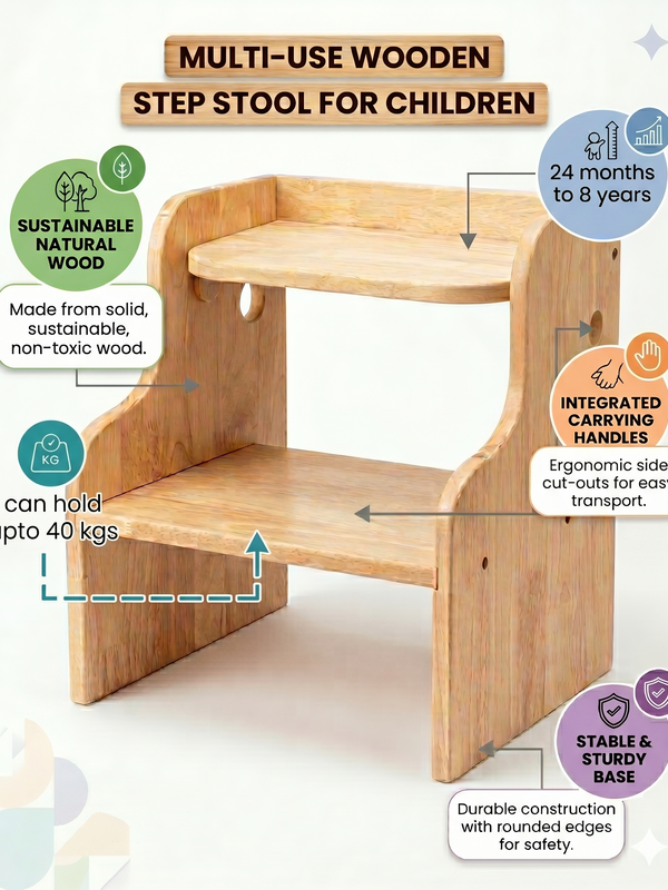 Awwlie's 2-in-1 Wooden Step Stool & Toddler Chair