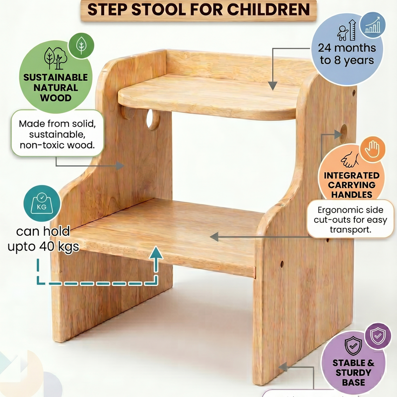 Awwlie's 2-in-1 Wooden Step Stool & Toddler Chair
